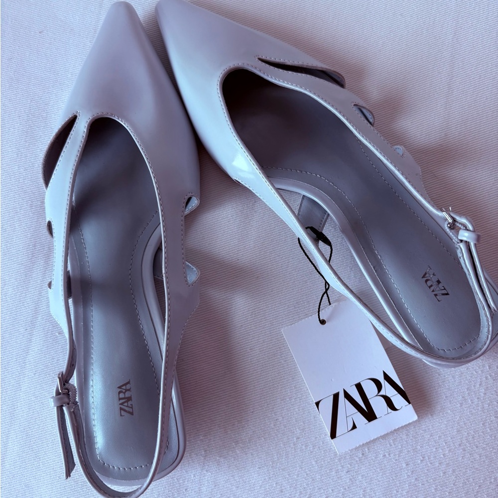 Zara Women's Elegant Gray Slingback Heels